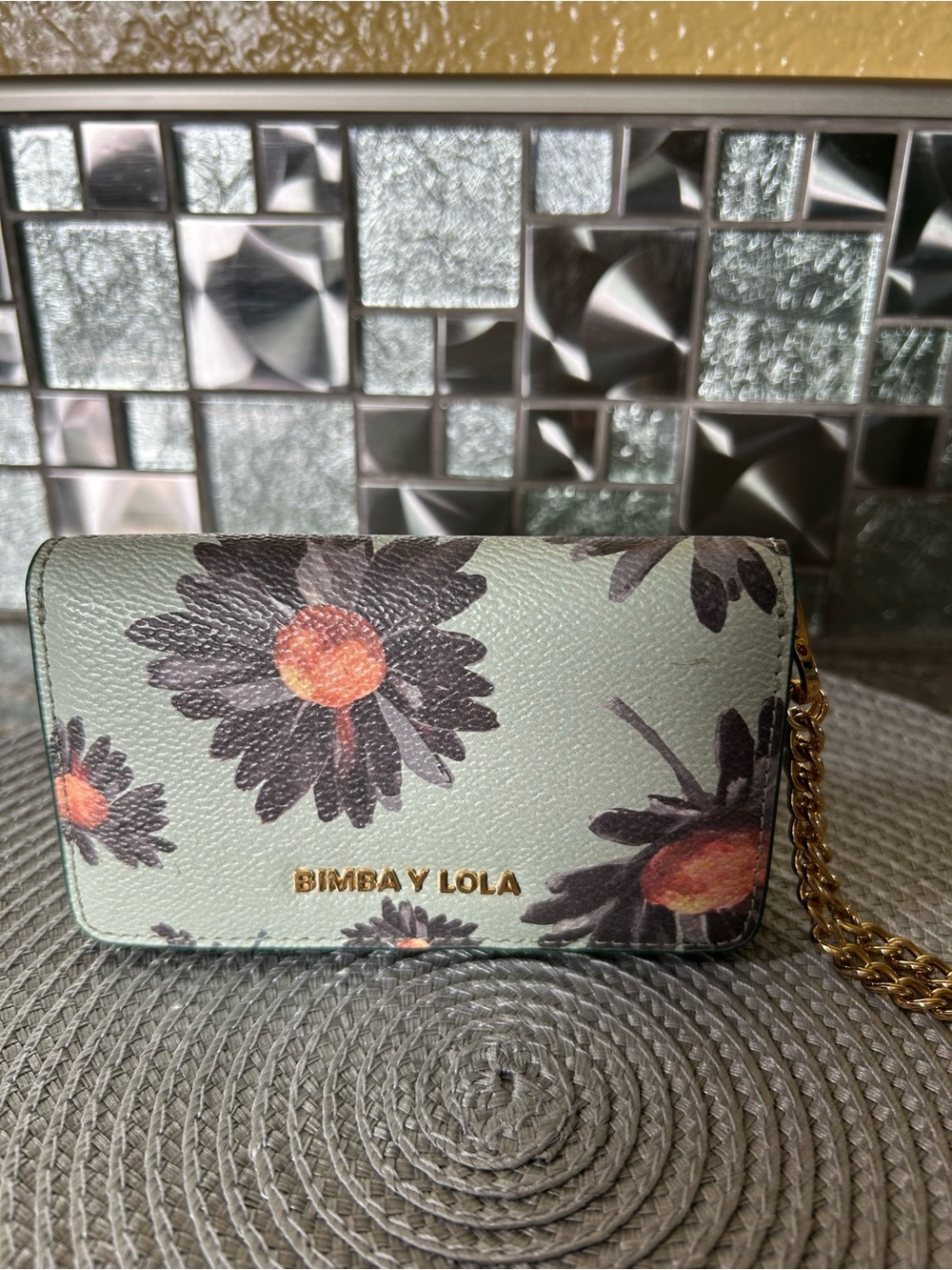 Bimba y Lola Mint Floral Mini Chain Bag